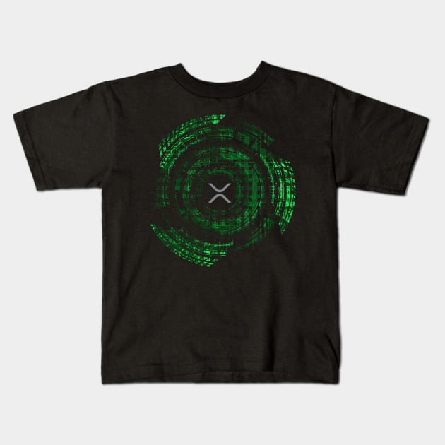 Ripple XRP in Futuristic design Kids T-Shirt by cryptogeek